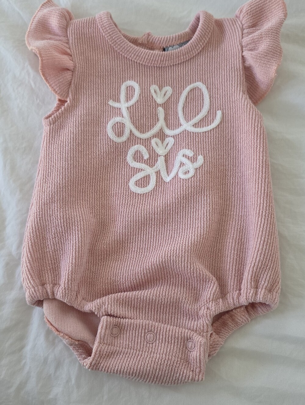 Lil Sis  By Three Sisters Pink Onesie 3m